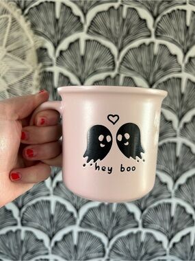Hey Boo Pink Ceramic Mug - Adorable Ghost Design